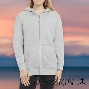 Danskin | Fleece Full Zip Hooded Jacket | Gray | NWT
